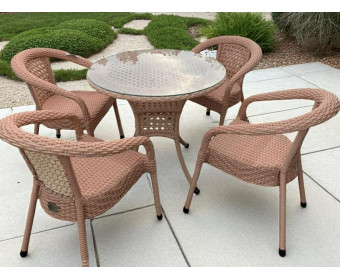 Комплект из ротанга Deco / Деко: 4 кресла и круглый стол