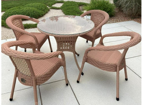 Комплект из ротанга Deco / Деко: 4 кресла и круглый стол