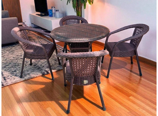 Комплект из ротанга Deco / Деко: 4 кресла и круглый стол