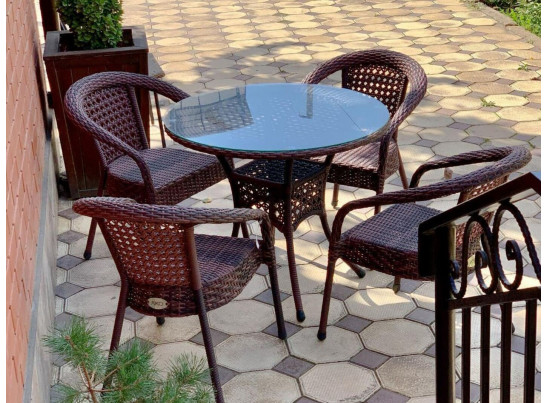 Комплект из ротанга Deco / Деко: 4 кресла и круглый стол