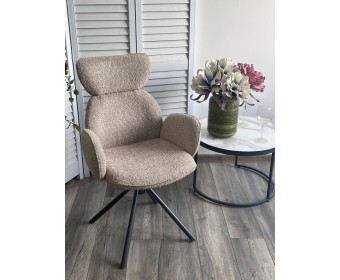 Стул ВАРДИ (VARDY) 360 град.поворот. бежевый букле XD841-06 / Серый, ®DISAUR