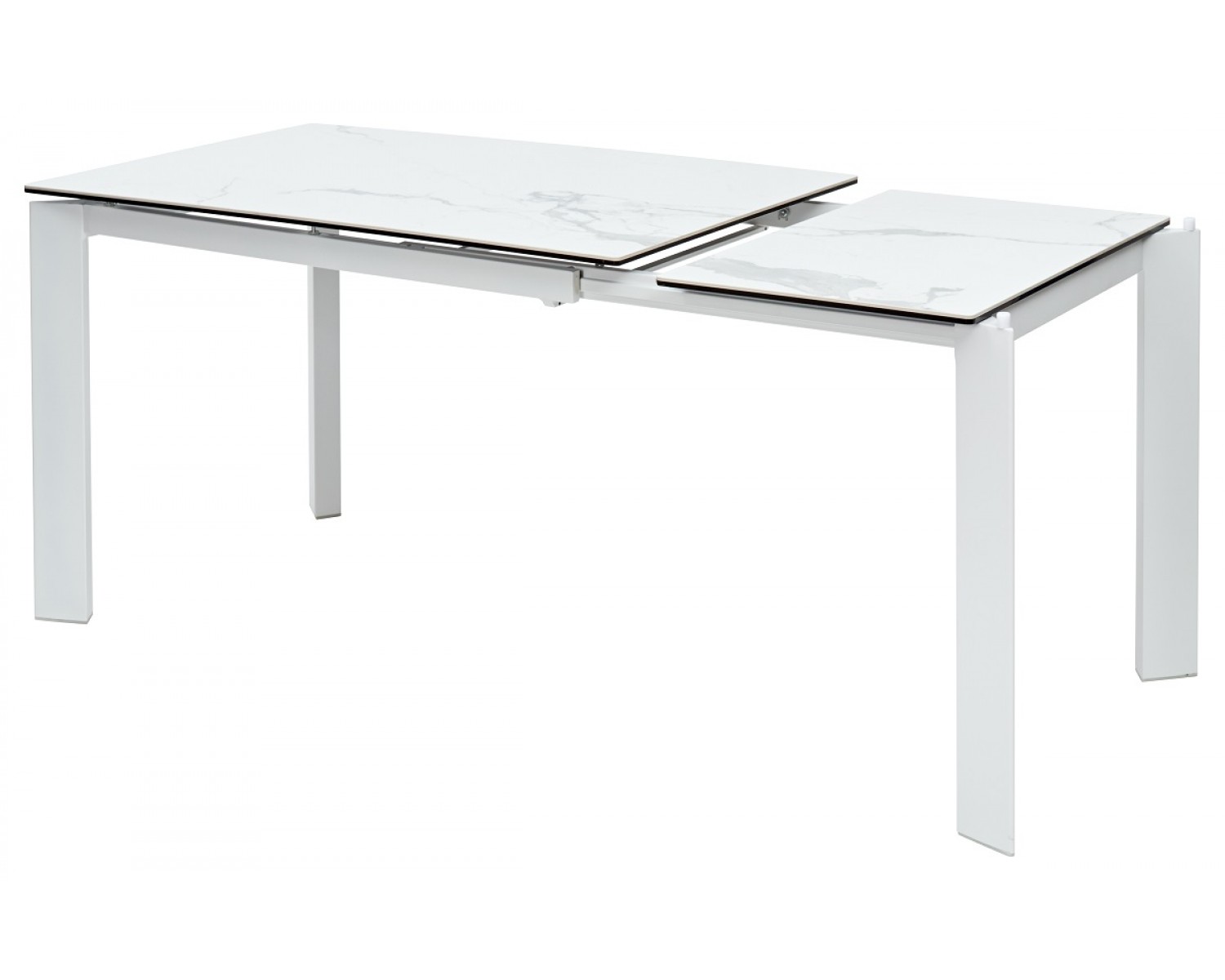 Стол КОРНЕР (CORNER) 120 цвет БЕЛЫЙ МРАМОР МАТОВЫЙ (MATTE STATUARIO керамика, стекло/ БЕЛЫЙ, ®DISAUR