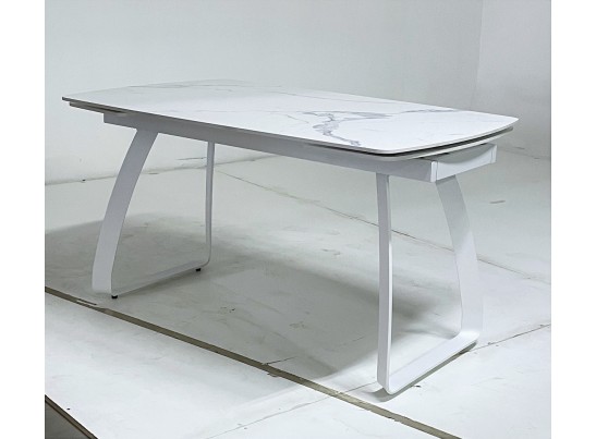 Стол LUGO 140 GLOSS STATUARIO WHITE SINTERED STONE/ WHITE 