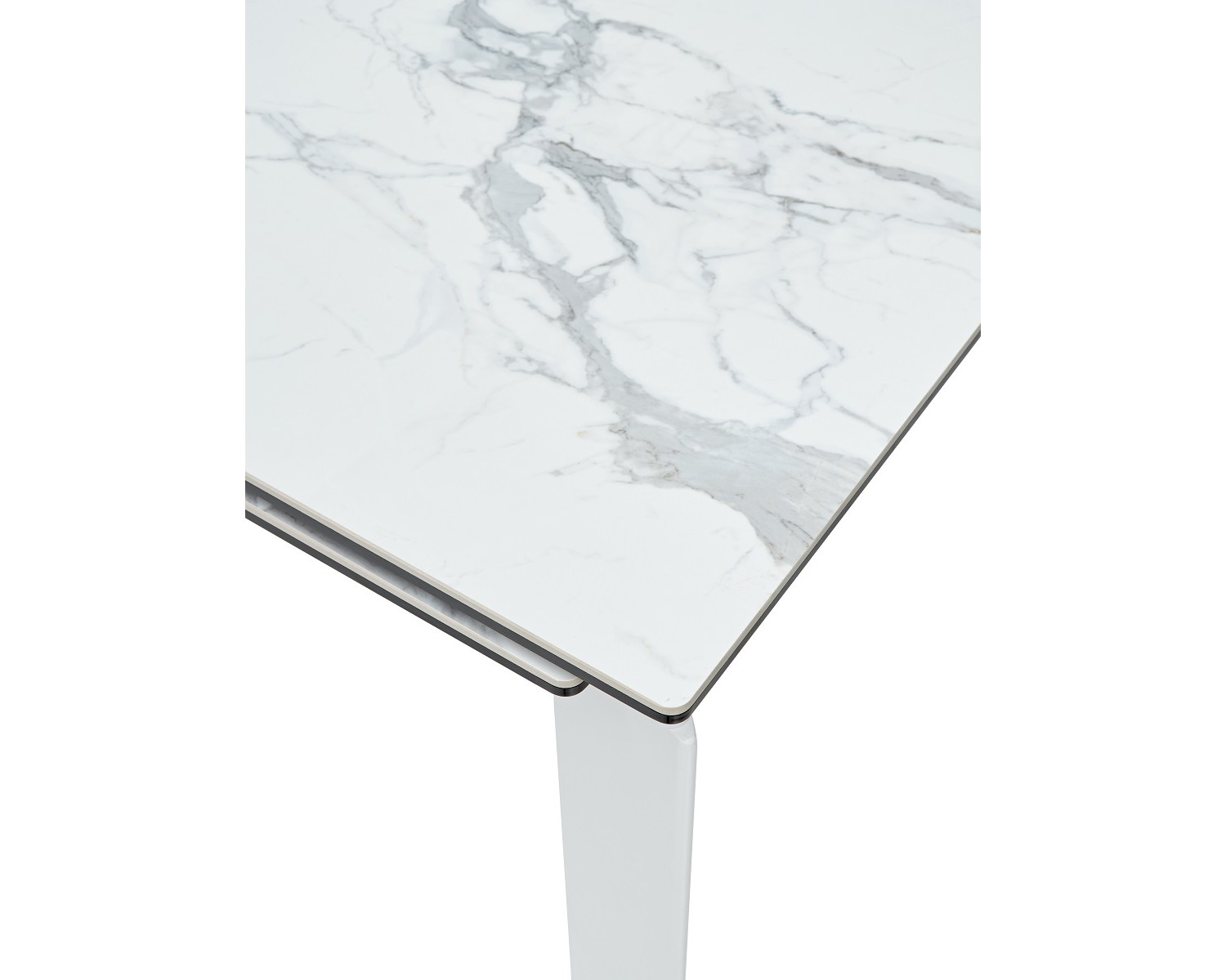 Стол КОРНЕР (CORNER) 120 цвет БЕЛЫЙ МРАМОР МАТОВЫЙ (MATTE STATUARIO керамика, стекло/ БЕЛЫЙ, ®DISAUR
