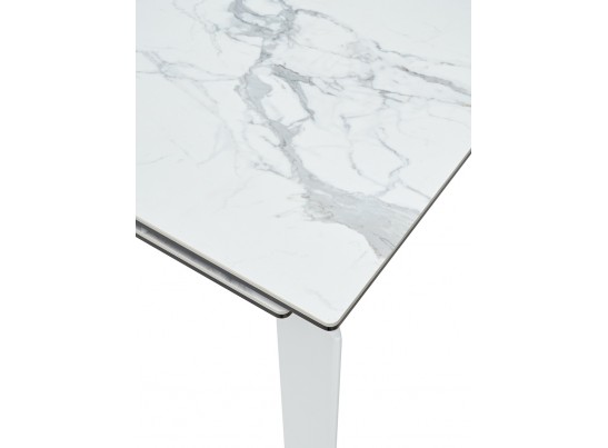 Стол КОРНЕР (CORNER) 120 цвет БЕЛЫЙ МРАМОР МАТОВЫЙ (MATTE STATUARIO керамика, стекло/ БЕЛЫЙ, ®DISAUR