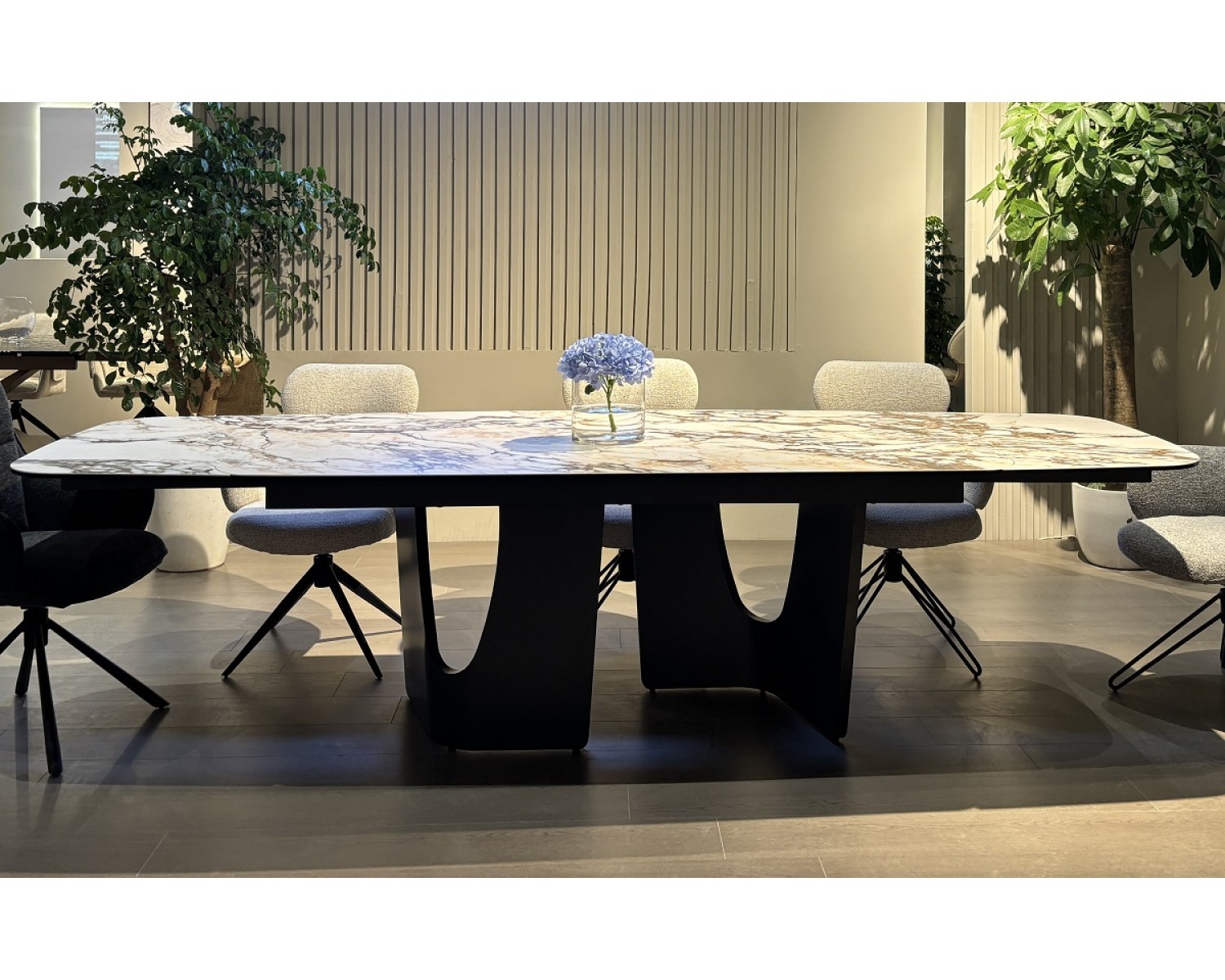 Стол БИРГЕР (BIRGER) 200 цвет KL-188 Бело-коричневый мрамор/ Темно-серый, ®DISAUR