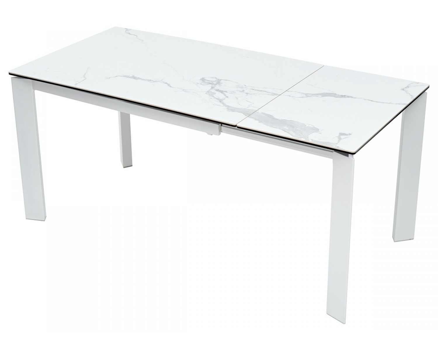 Стол КОРНЕР (CORNER) 120 цвет БЕЛЫЙ МРАМОР МАТОВЫЙ (MATTE STATUARIO керамика, стекло/ БЕЛЫЙ, ®DISAUR