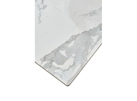 Стол CREMONA 160 HIGH GLOSS STATUARIO Белый мрамор глянцевый, керамика/ белый каркас 