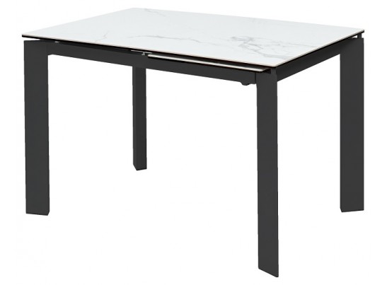 Стол CORNER 120 MATTE STATUARIO Белый мрамор матовый керамика, стекло/ черный каркас, ®DISAUR