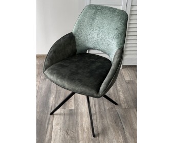 Стул БЕРРИС (BERRIES) 360 град., Зеленый Loris-39 /тем-зеленый 7525-156, велюр/ черн каркас, DISAUR