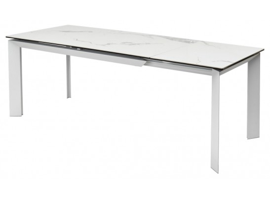 Стол CREMONA 160 HIGH GLOSS STATUARIO Белый мрамор глянцевый, керамика/ белый каркас 