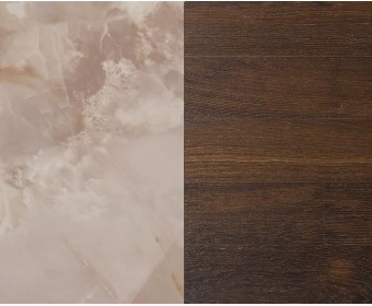 Стол ДАКАР (DAKAR) 180 цвет АМБЕР ЖАДЕ глянцевый (GLOSS AMBER JADE SOLID CERAMIC) / ОРЕХ, ®DISAUR