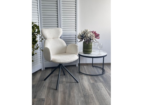 Стул VARDY 360 град.поворот. Белый букле XD841-01 / Серый, ®DISAUR