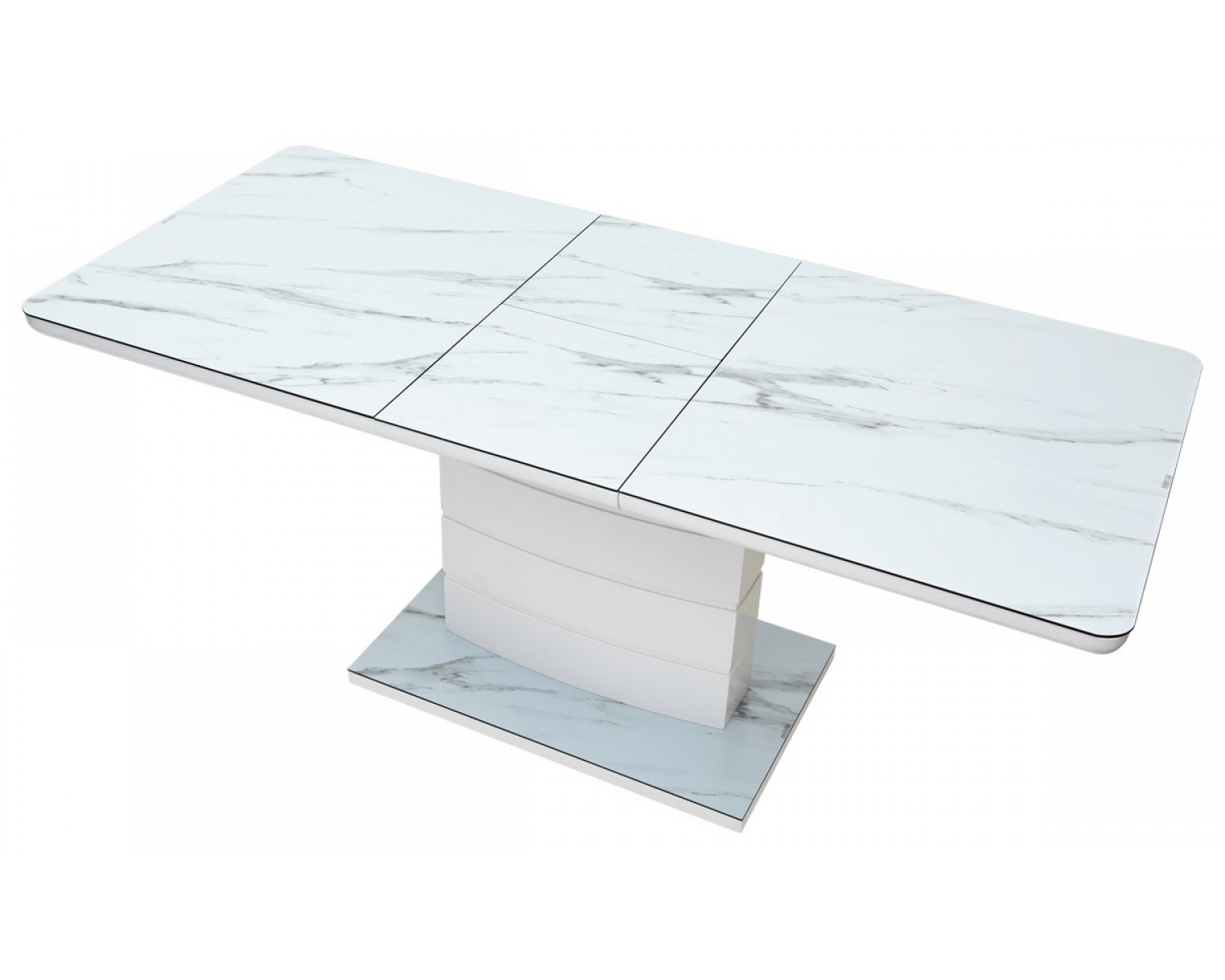 Стол ALTA 120 GREY-WHITE MARBLE/ WHITE глазурованное стекло