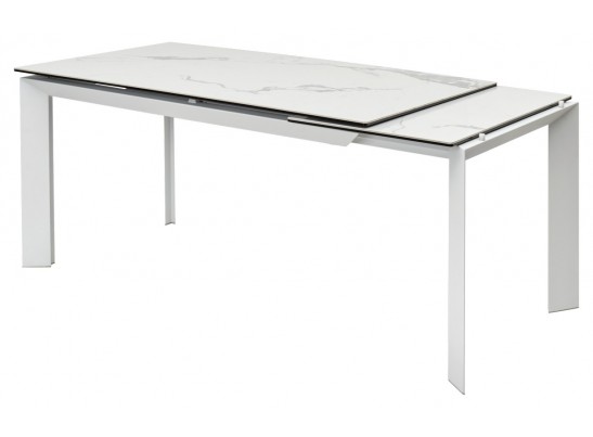 Стол CREMONA 160 HIGH GLOSS STATUARIO Белый мрамор глянцевый, керамика/ белый каркас 