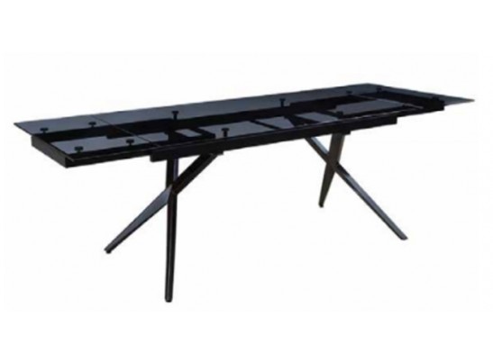 Стол ADRIA 160 SMOKED BLACK GLASS Дымчато-черное стелко/ черный каркас, ®DISAUR