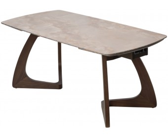 Стол ДАКАР (DAKAR) 180 цвет АМБЕР ЖАДЕ глянцевый (GLOSS AMBER JADE SOLID CERAMIC) / ОРЕХ, ®DISAUR
