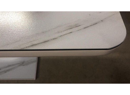 Стол ALTA 120 GREY-WHITE MARBLE/ WHITE глазурованное стекло 