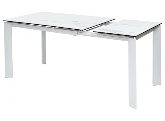 Стол КОРНЕР (CORNER) 120 цвет БЕЛЫЙ МРАМОР (HIGH GLOSS STATUARIO) керамика, стекло/ БЕЛЫЙ, ®DISAUR