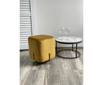Пуф для гостиной АРЕС (ARES) цвет BLUVEL-68 желтый / золотой