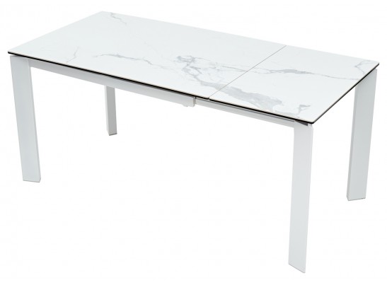 Стол КОРНЕР (CORNER) 120 цвет БЕЛЫЙ МРАМОР (HIGH GLOSS STATUARIO) керамика, стекло/ БЕЛЫЙ, ®DISAUR