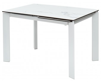 Стол КОРНЕР (CORNER) 120 цвет БЕЛЫЙ МРАМОР (HIGH GLOSS STATUARIO) керамика, стекло/ БЕЛЫЙ, ®DISAUR