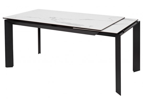Стол CREMONA 160 HIGH GLOSS STATUARIO Белый мрамор глянцевый, керамика/ черный каркас 