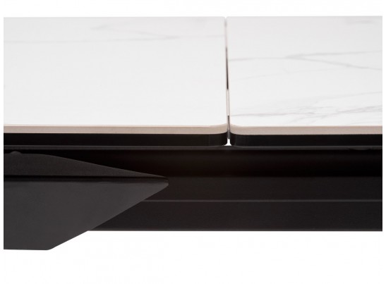 Стол CREMONA 160 HIGH GLOSS STATUARIO Белый мрамор глянцевый, керамика/ черный каркас 