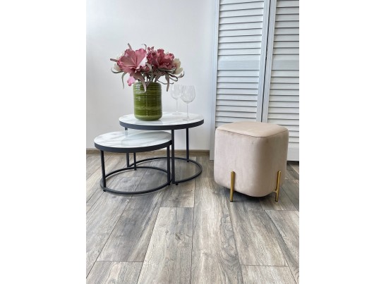 Пуф для гостиной ARES BLUVEL-40 BEIGE / GOLD 