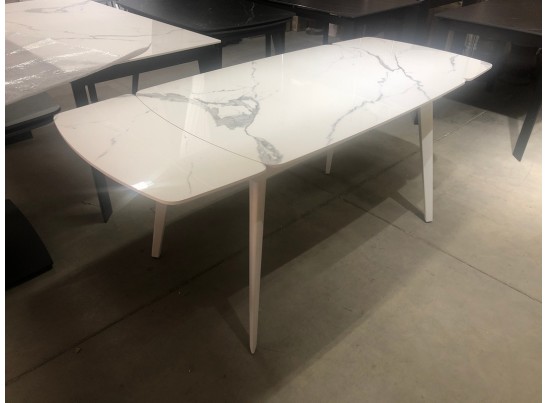 Стол ELIOT 120 GLOSS STATUARIO WHITE SOLID CERAMIC / WHITE, ®DISAUR
