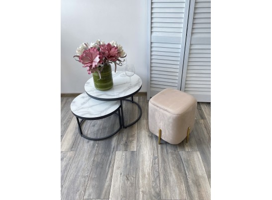 Пуф для гостиной ARES BLUVEL-40 BEIGE / GOLD 