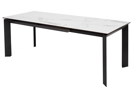 Стол CREMONA 160 HIGH GLOSS STATUARIO Белый мрамор глянцевый, керамика/ черный каркас 