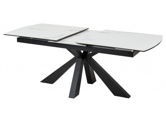 Стол ROVIGO 170 HIGH GLOSS STATUARIO Белый мрамор глянцевый, керамика/ черный каркас 