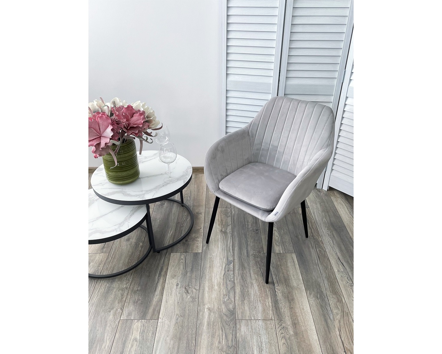 Стул ALABAMA BLUVEL-03 LIGHT GREY, велюр / черный каркас