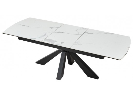 Стол ROVIGO 170 HIGH GLOSS STATUARIO Белый мрамор глянцевый, керамика/ черный каркас 
