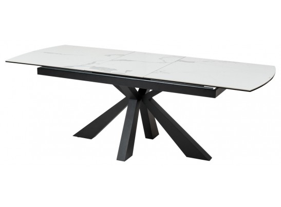 Стол ROVIGO 170 HIGH GLOSS STATUARIO Белый мрамор глянцевый, керамика/ черный каркас 