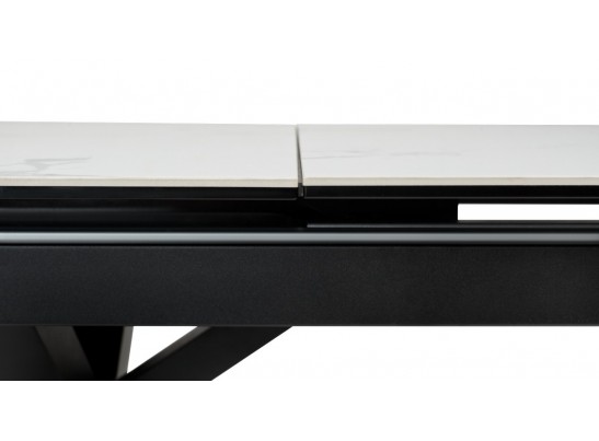 Стол ROVIGO 170 HIGH GLOSS STATUARIO Белый мрамор глянцевый, керамика/ черный каркас 