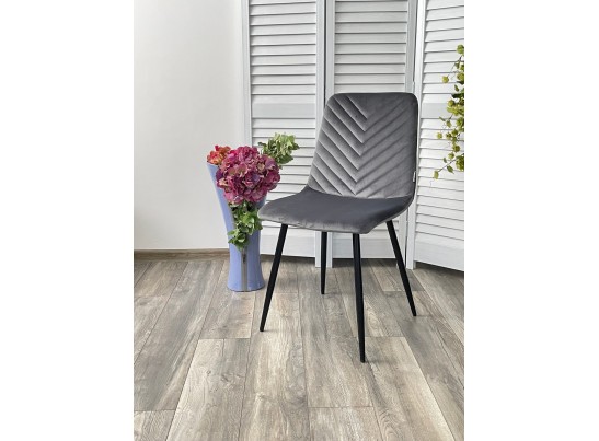 Стул DUKE BLUVEL-14 GREY, велюр / черный каркас 