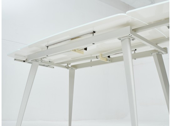 Стол ELIOT 120 FROSTED SUPER WHITE белое матовое стекло/ белый каркас 