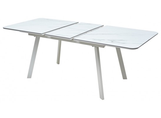 Стол ARUBA 140 GREY-WHITE/ WHITE глазурованное стекло 