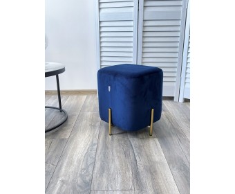 Пуф для гостиной АРЕС (ARES) цвет BLUVEL-86 синий / золотой