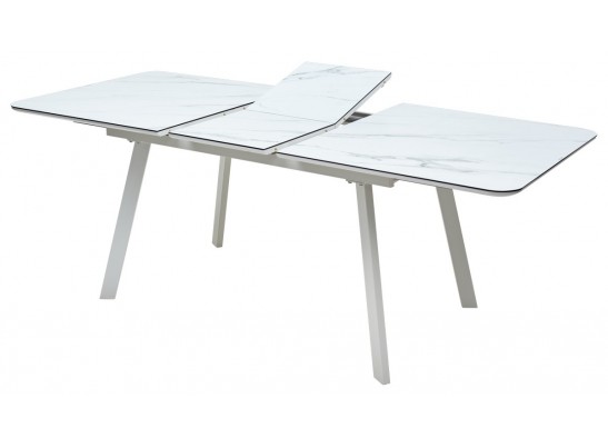 Стол ARUBA 140 GREY-WHITE/ WHITE глазурованное стекло 