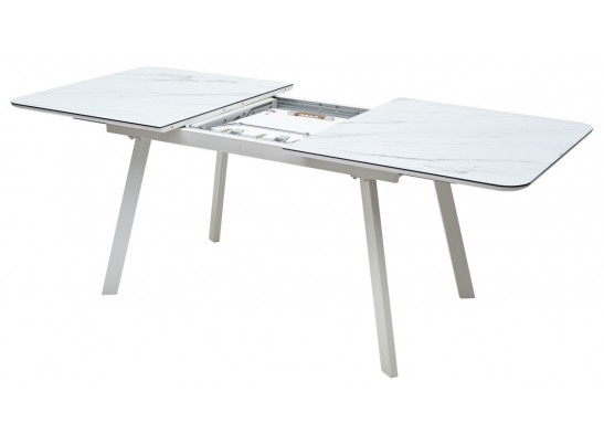 Стол ARUBA 140 GREY-WHITE/ WHITE глазурованное стекло 
