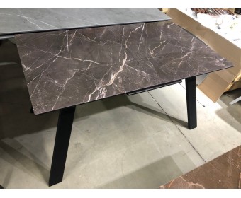 Стол Морис 140 ДАРК, стекло / черный каркас 