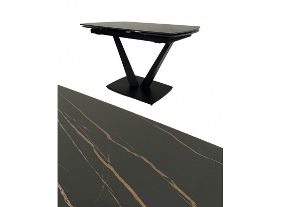 Стол ALATRI 120 MATT GOLDEN BLACK SINTERED STONE / BLACK 
