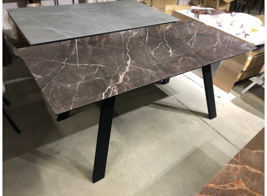 Стол Морис 140 ДАРК, стекло / черный каркас 