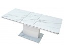 Стол ALTA 140 GREY-WHITE MARBLE/ WHITE глазурованное стекло 