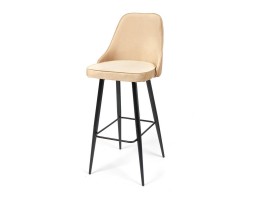 Полубарный стул NEPAL-PB БЕЖЕВЫЙ #5, велюр/ черный каркас (H=68cm) 