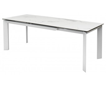 Стол КРЕМОНА (CREMONA) 140 цвет БЕЛЫЙ МРАМОР ГЛЯНЦ (HIGH GLOSS STATUARIO), керамика/ БЕЛЫЙ, ®DISAUR