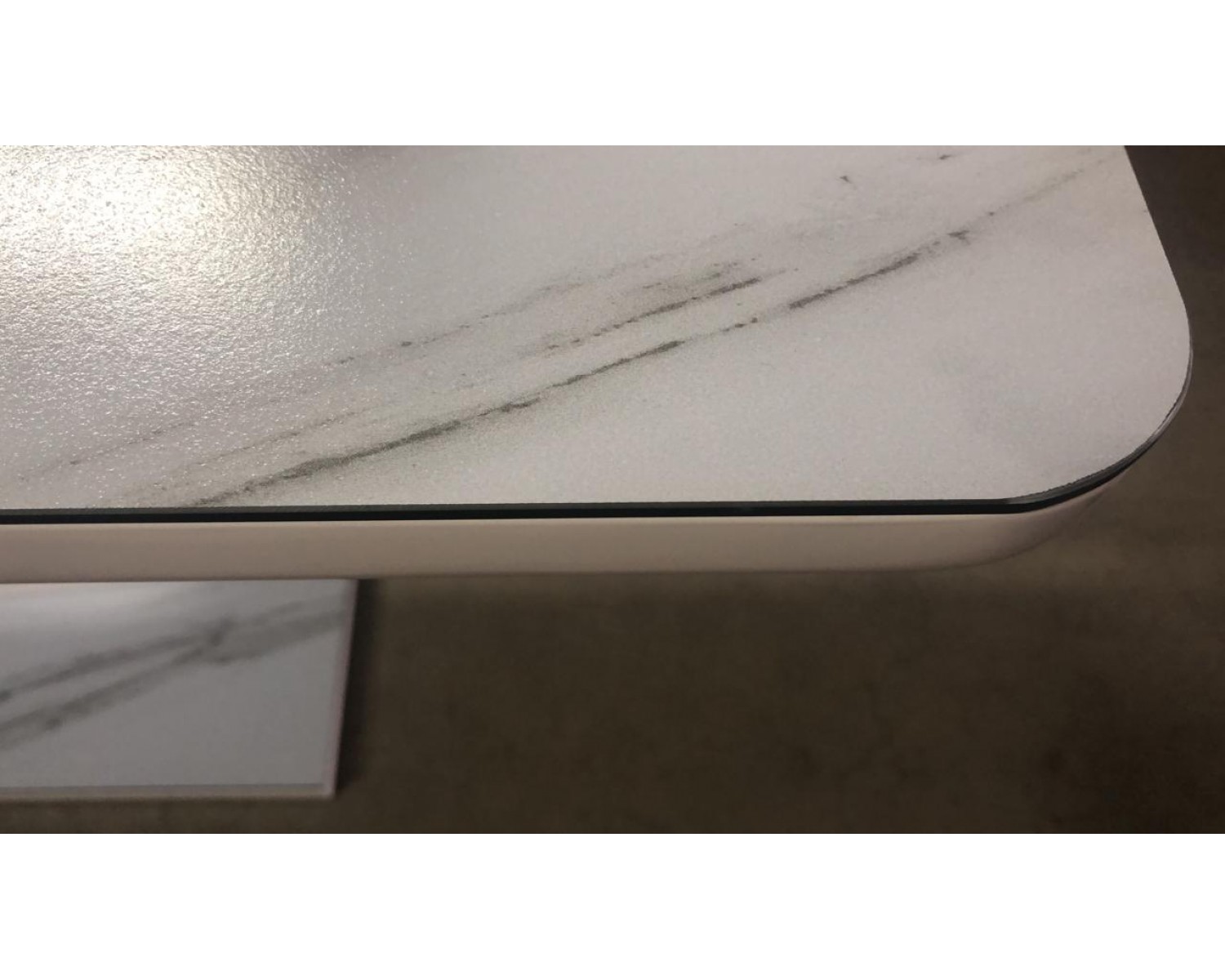 Стол ALTA 140 GREY-WHITE MARBLE/ WHITE глазурованное стекло
